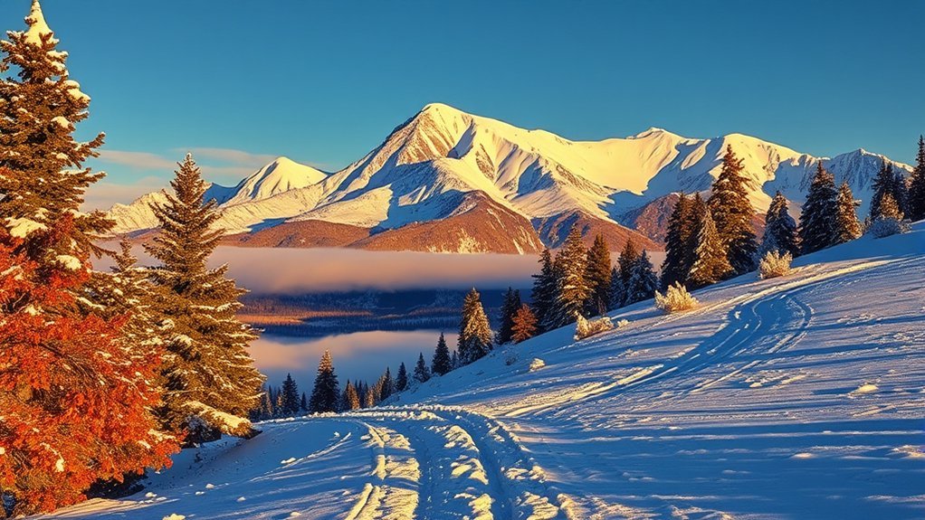 snowcapped peaks photographic sunrise exploration