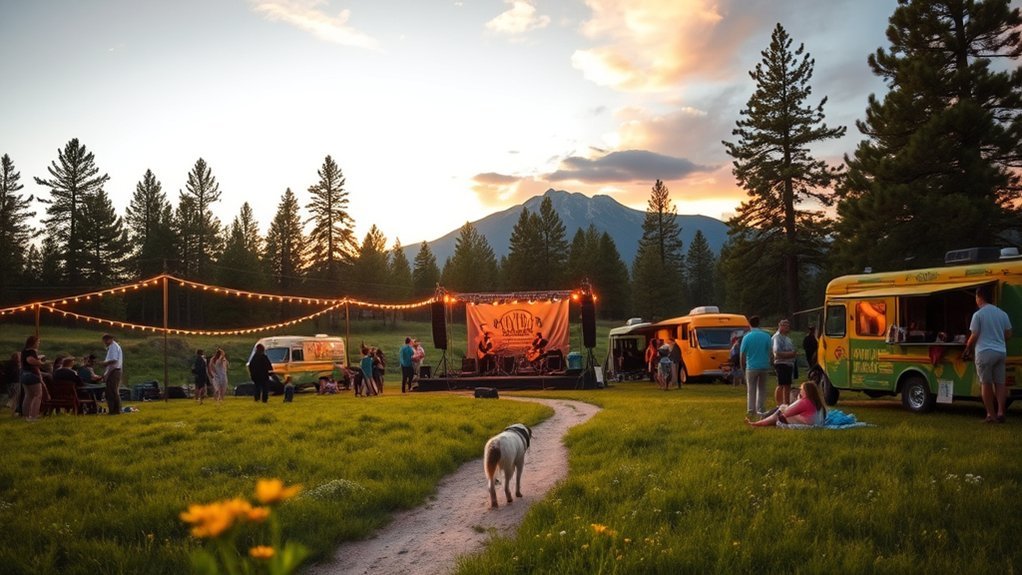 sunlit concerts beneath peaks