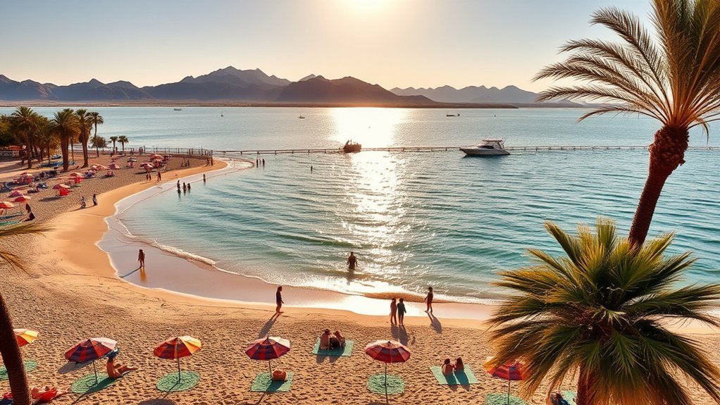 sunlit family friendly gentle wading