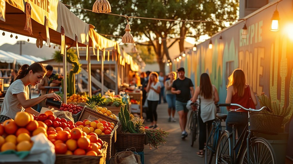 sunlit market fresh local goods