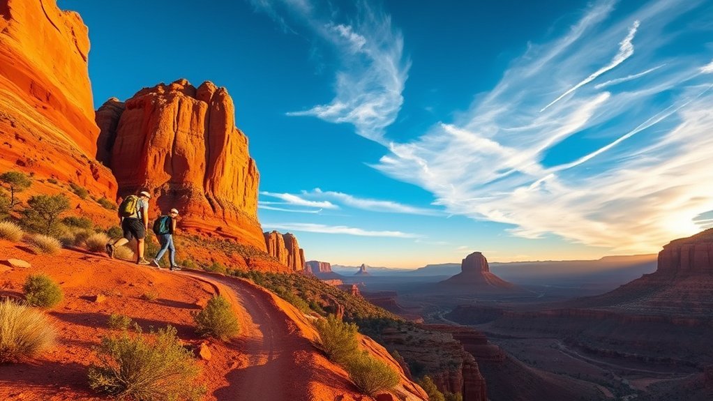 sunlit red rock panoramic overlook