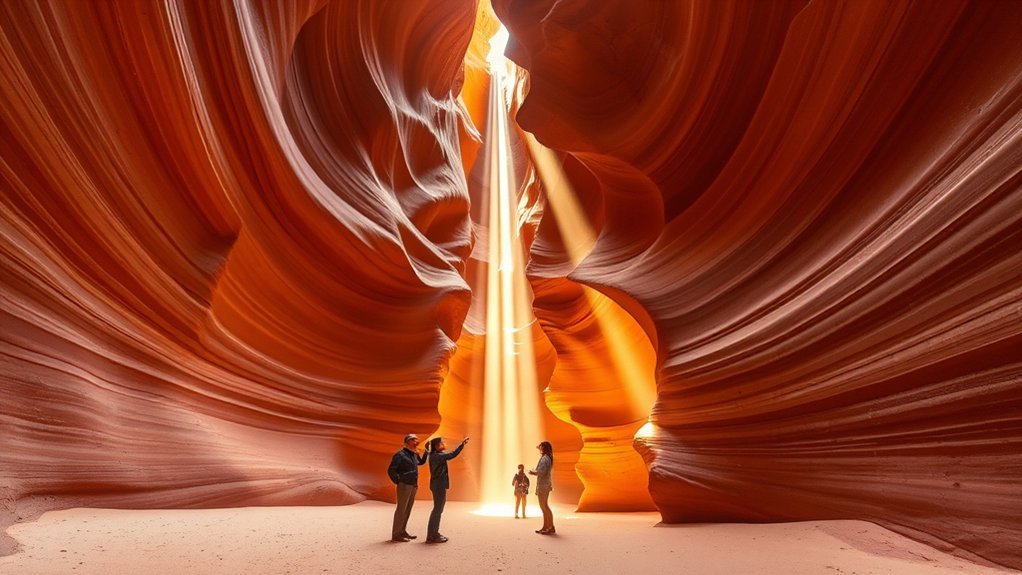 sunlit sculpted sandstone passages