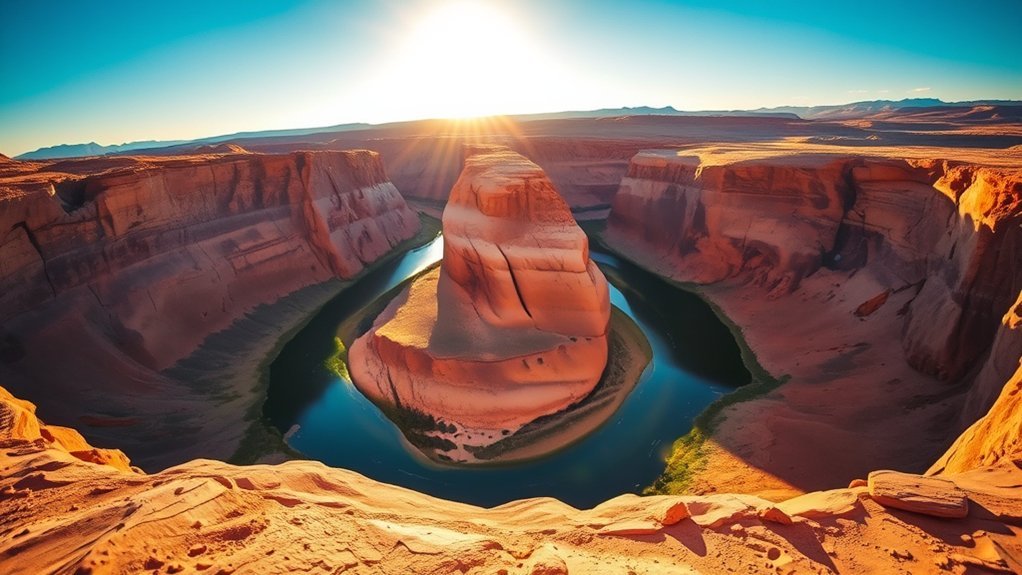 sunlit sweeping curved canyon