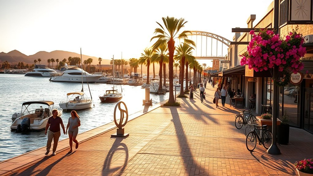 sunlit waterfront caf s and galleries