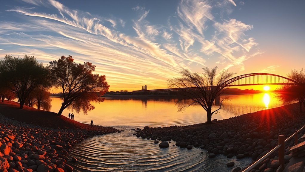 sunset picnic by river