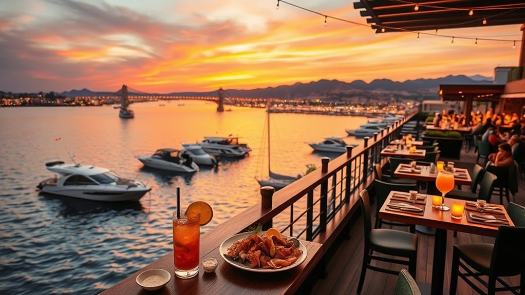 sunset waterfront dining vibes