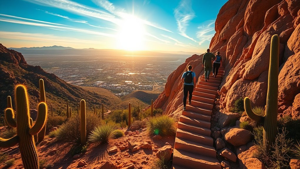 sweaty steep sunrise desert climb