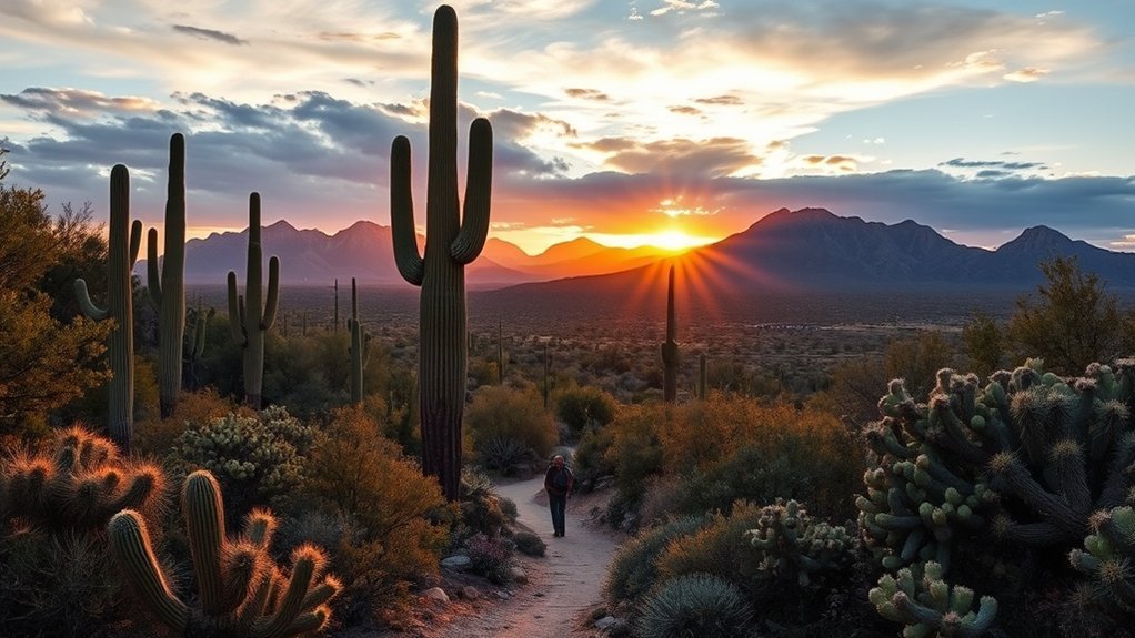 towering saguaros desert sunsets
