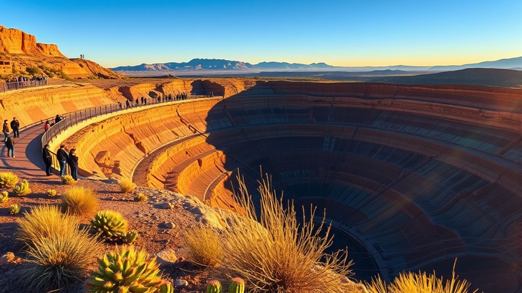 turquoise pit of rusted terracing