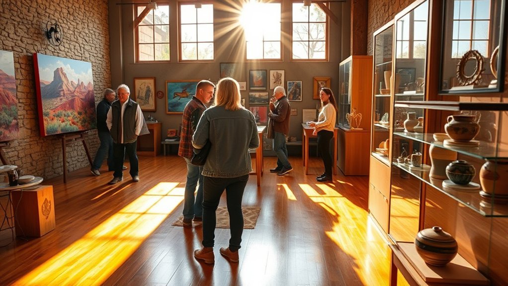 warm cluttered artist filled gallery