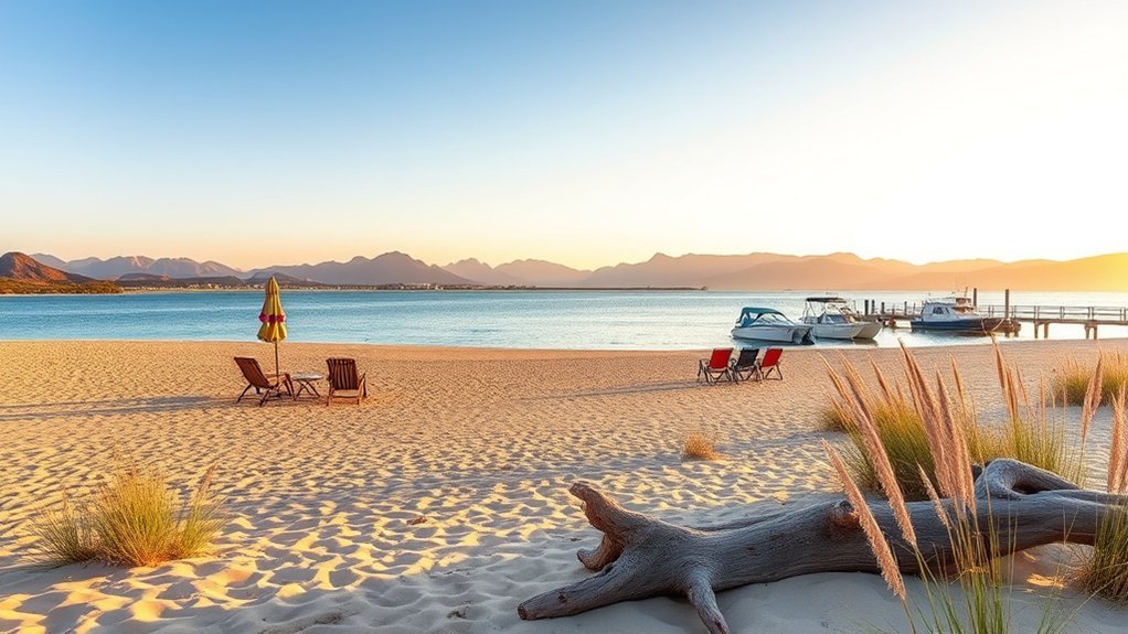 warm sandy lifeguarded lakeside retreat