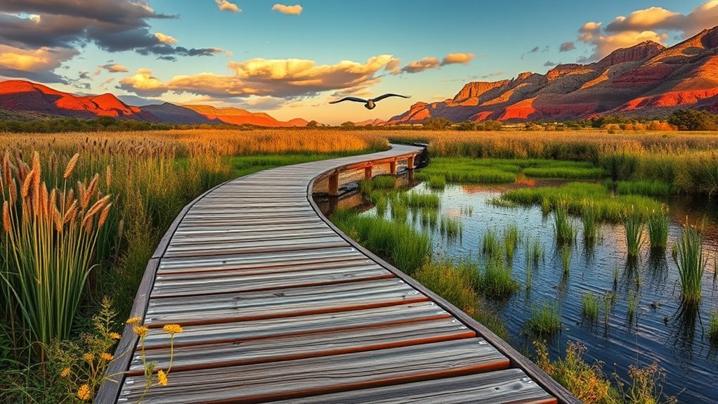 watch boardwalk birds water
