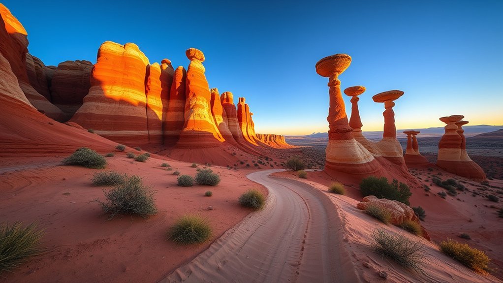 wind sculpted stone mushroom trail
