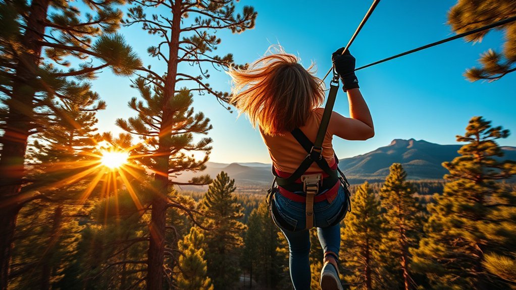 zip lines through ponderosas