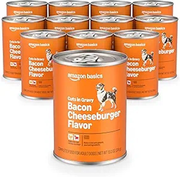 Amazon Basics Wet Dog Food Bacon Cheeseburger Flavor (12-Pack)