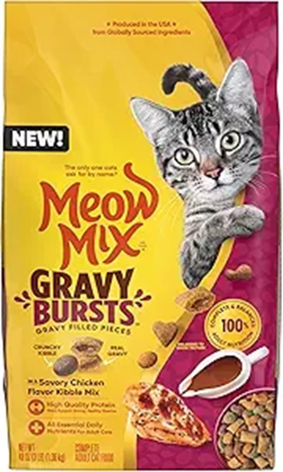Meow Mix Gravy Bursts Dry Cat Food Chicken 3 LB Bag