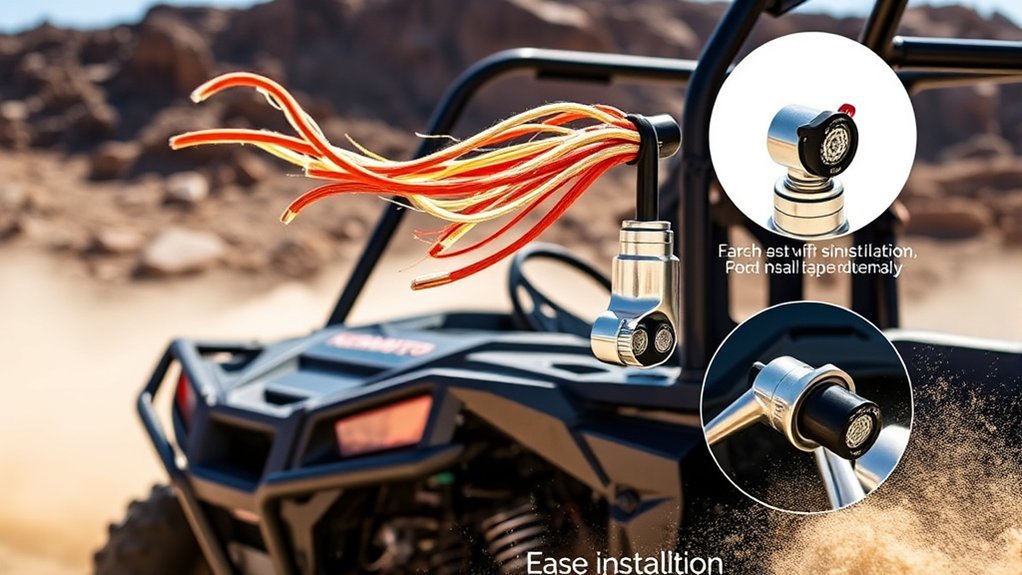 durable secure adjustable whip mounts