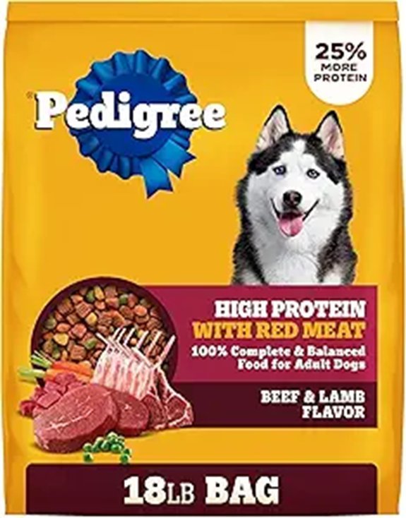 Pedigree High Protein Adult Dry Dog Food Beef and Lamb Flavor 18 lb. Bag