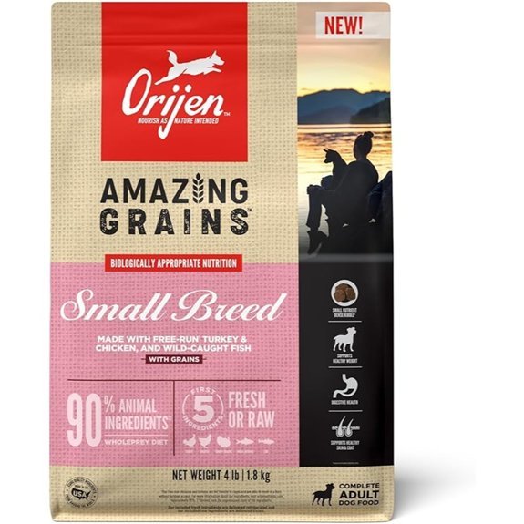 ORIJEN Amazing Grains High Protein Dry Dog Food Small Breed Recipe 4lb Bag