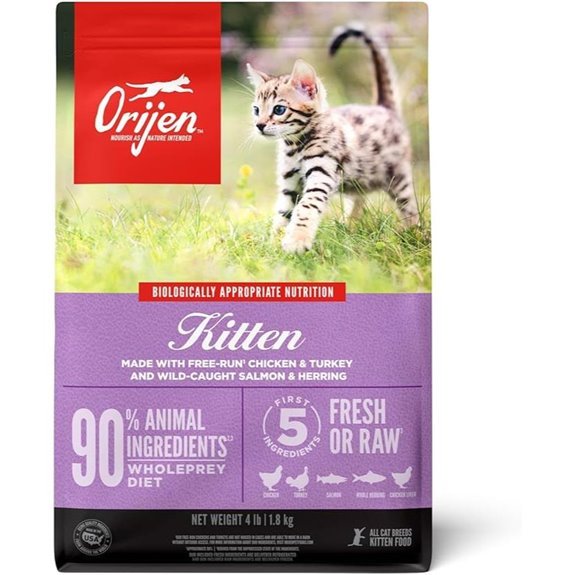 ORIJEN Grain Free High Protein Premium Dry Cat Food Kitten Recipe 4lb Bag