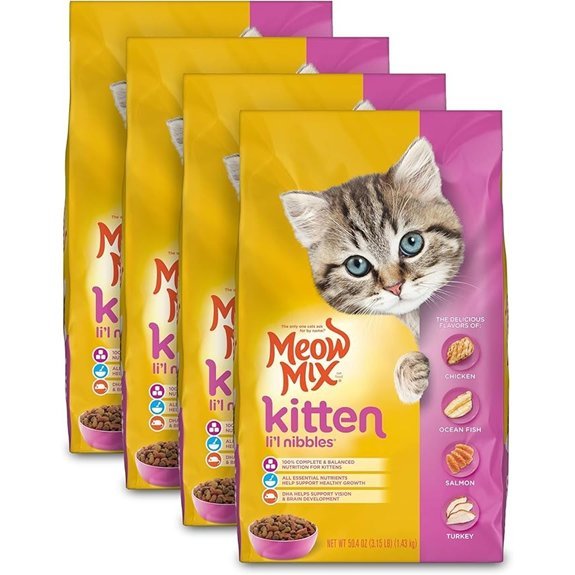 Meow Mix Kitten Li'L Nibbles Dry Cat Food 3.15 Pound Bag (Pack of 4)