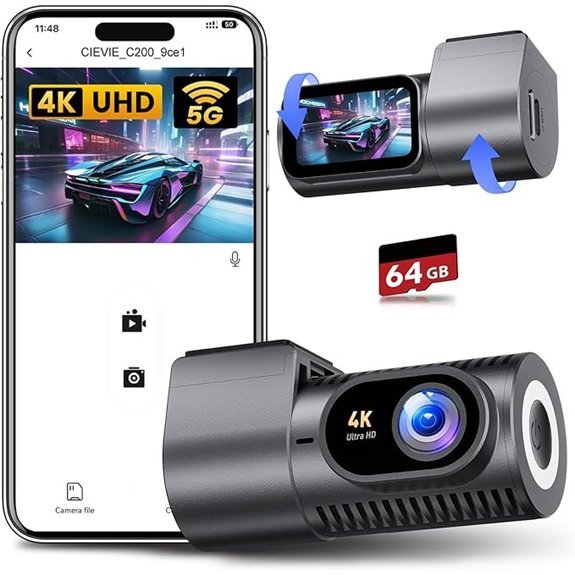 4K Dash Cam with 360° Rotation and Night Vision