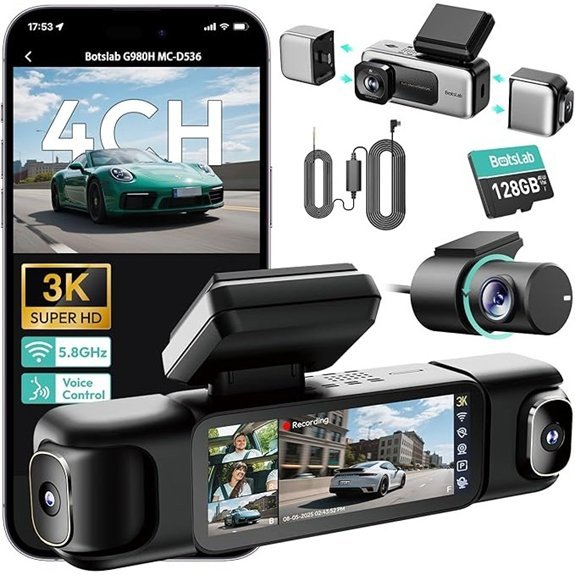 BOTSLAB 3K 4 Channel Dash Cam with GPS