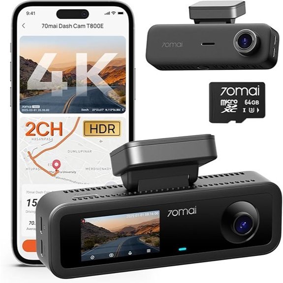70mai 4K Dash Cam with 64GB Card Included