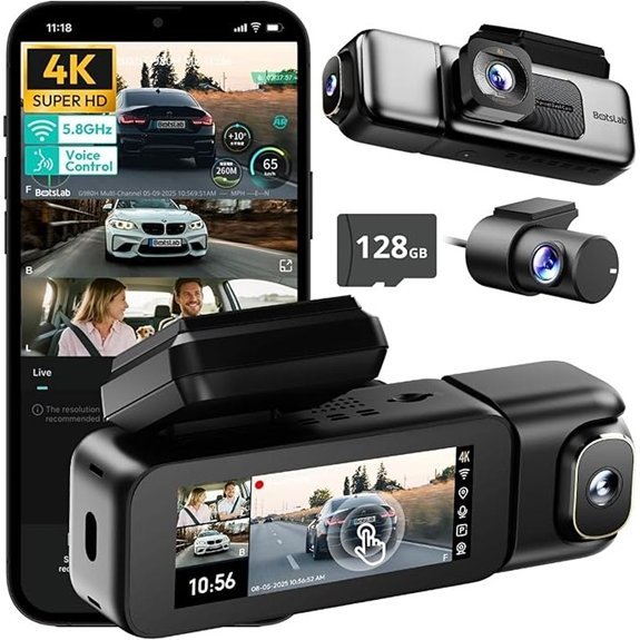 BOTSLAB 4K Dash Cam with 128GB Card