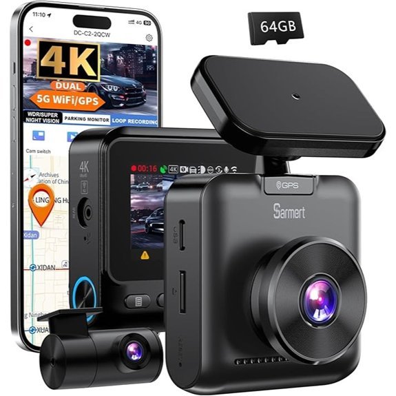 Sarmert C2 4K Dual Dash Cam with GPS