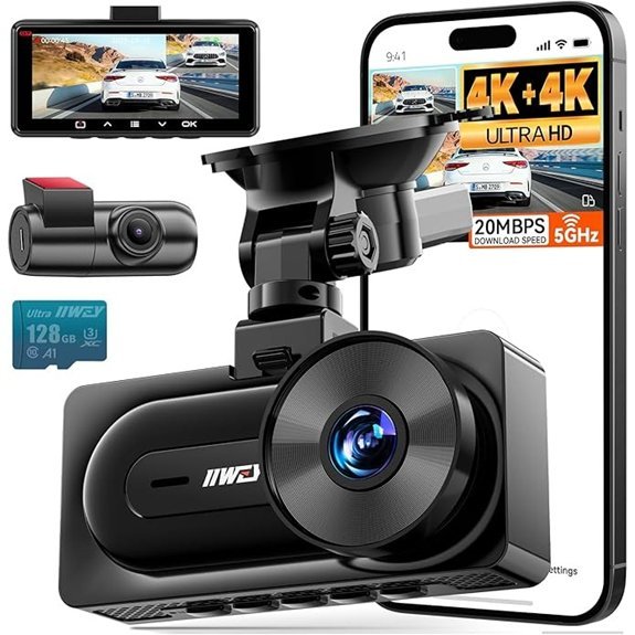 IIWEY 4K Dual Dash Cam with GPS and WiFi
