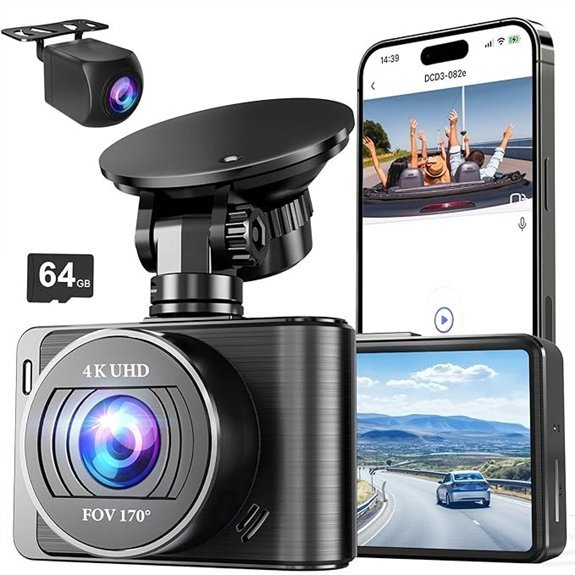 Dash Camera 4K/1080p Front and Rear with WiFi