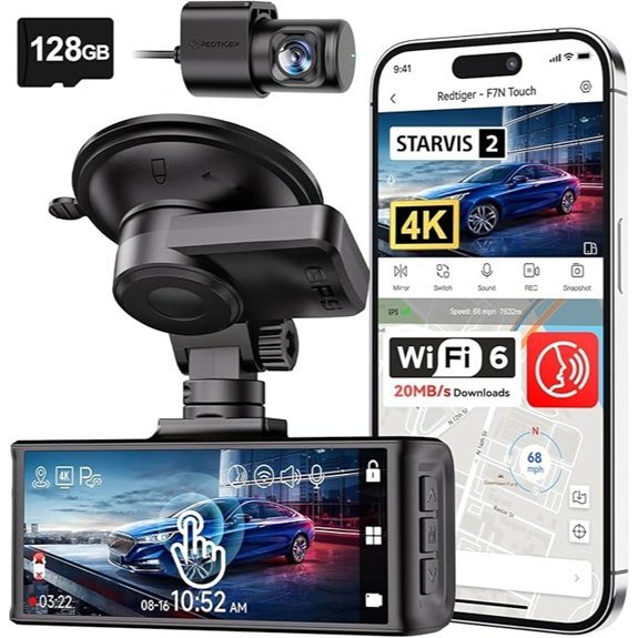 REDTIGER 4K Dash Cam Front and Rear with GPS