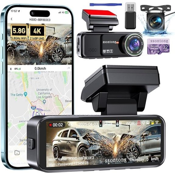Car Dash Cam Front and Rear 4K with WiFi