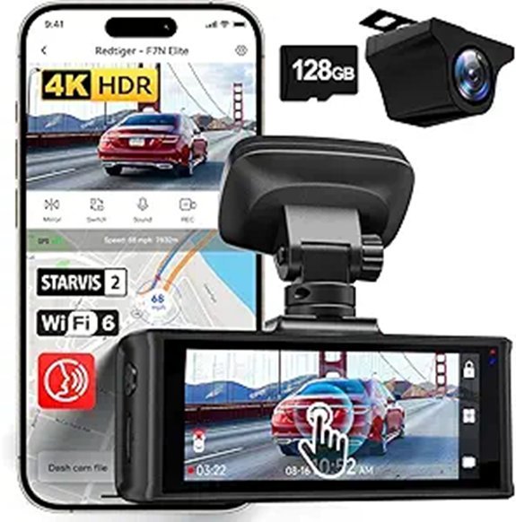 REDTIGER 4K HDR Dash Cam Front and Rear