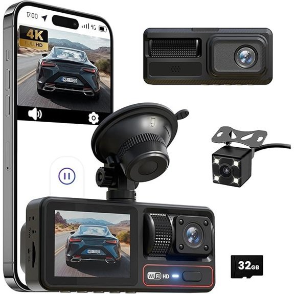 3 Channel Dash Camera with 4K & Night Vision