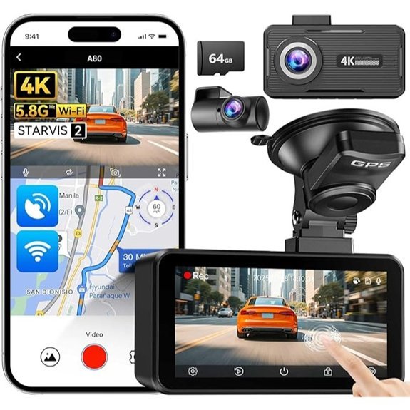 JOMISE 4K Dual Dash Cam with Touchscreen and GPS