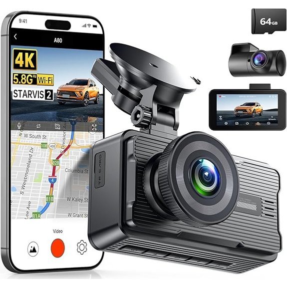 JOMISE 4K Dual Dash Cam with WiFi & GPS
