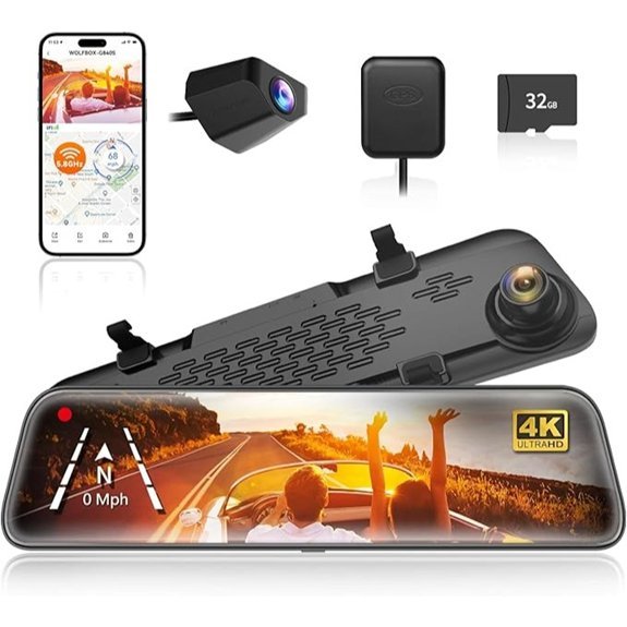 WOLFBOX G840S 4K Mirror Dash Cam with WiFi