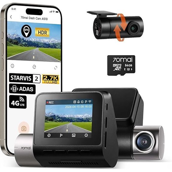 70mai A510 Dash Cam with Front & Rear Cameras
