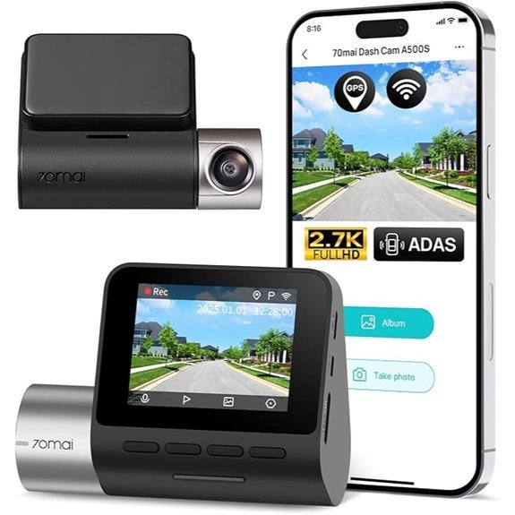 70mai 2.7K Dash Cam A500S with WiFi and GPS