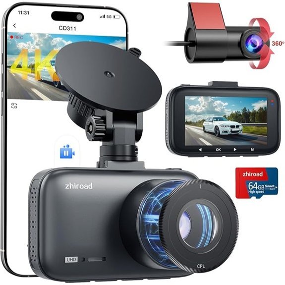 4K Dual Dash Cam with Night Vision & WiFi