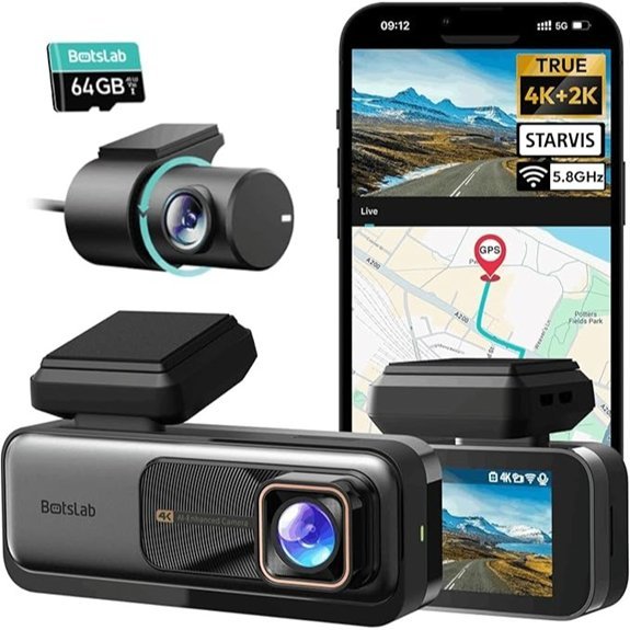 BOTSLAB 4K Dash Cam with Front and Rear