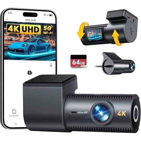 4K Dual Dash Cam with Night Vision and WiFi
