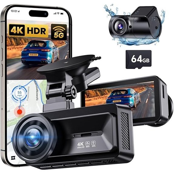 COOLCRAZY 4K Dual Dash Cam with GPS and WiFi