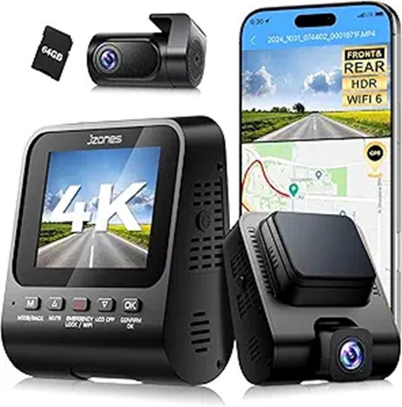 4K Dual Dash Cam with Night Vision and GPS