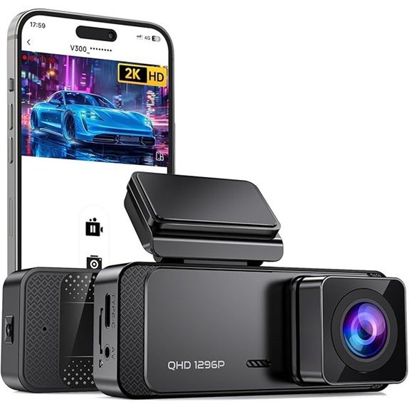 Dash Cam 1296P WiFi Camera with Night Vision