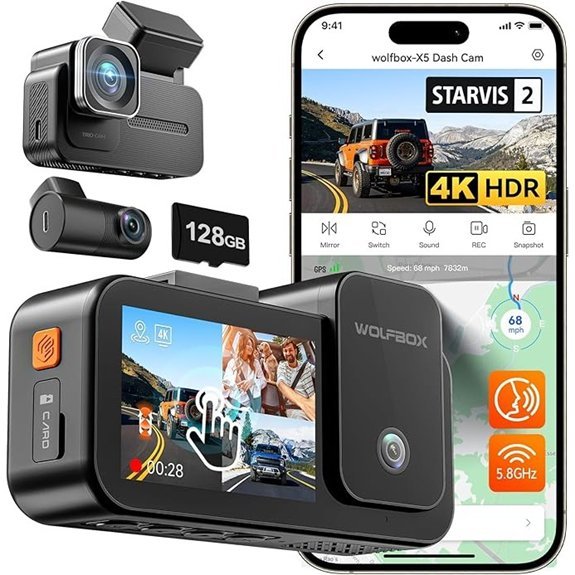 WOLFBOX X5 3 Channel 4K HDR Dash Cam