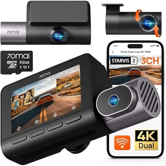 70mai 4K T800 3 Channel Dash Cam