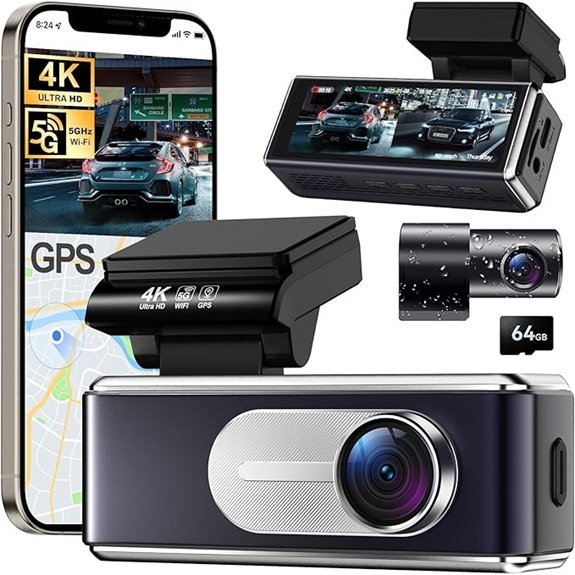 4K HD Dual Dash Camera with WiFi and GPS